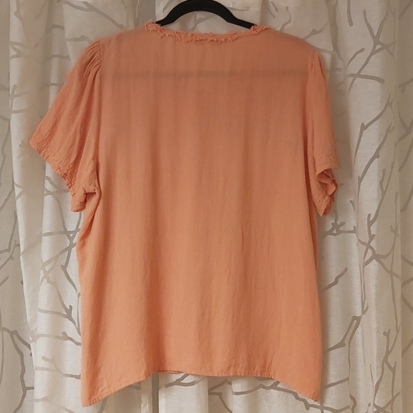 BOHO Chic Peach Vintage Blouse XL - Picture 2 of 7